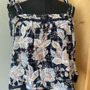 Lucky Brand Black Floral Off-Shoulder Blouse